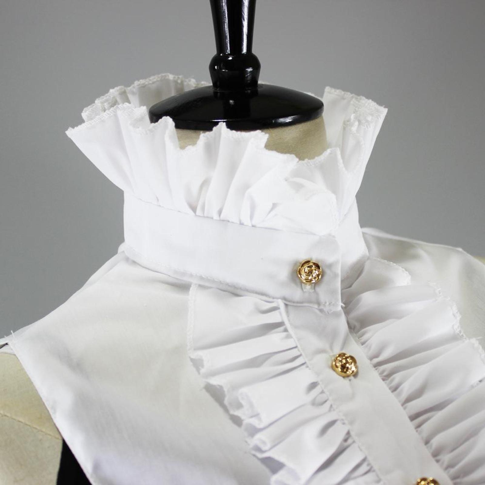 Blouses - Weißer Baumwoll-Kragen für Damen, abnehmbarer Rüschenkragen