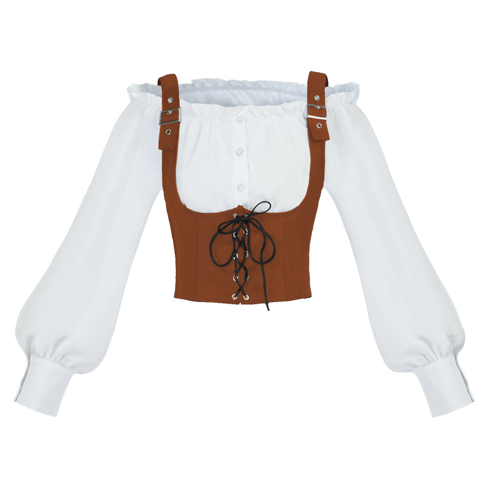 Tops - Retro-Bluse im Western-Stil für Damen, Wildlederweste,
