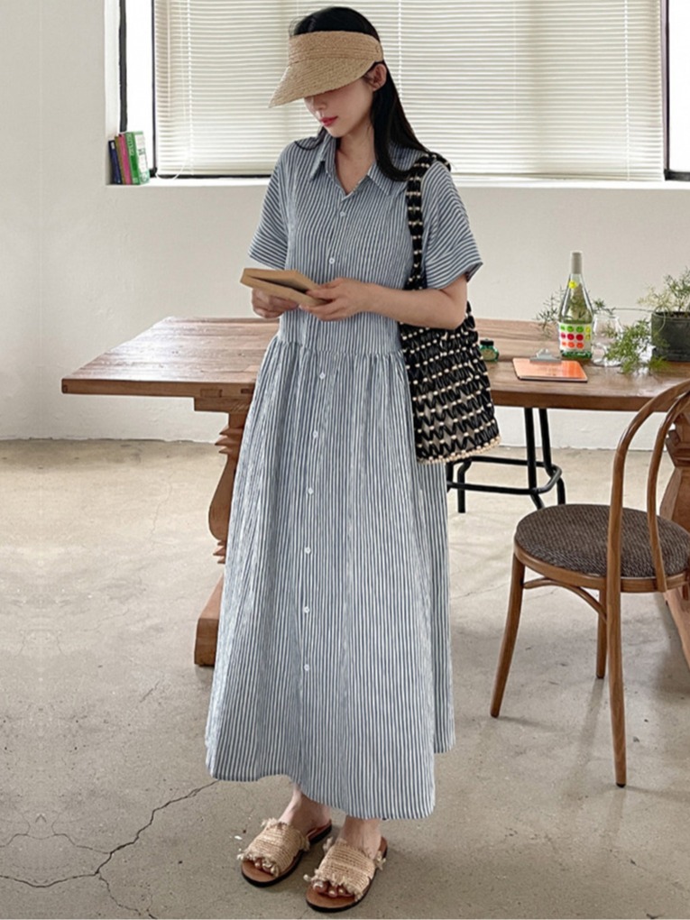 Retro-Koreanischer Stil, schma – Korean Style A Line Shirt Dress Bewertung und Preis