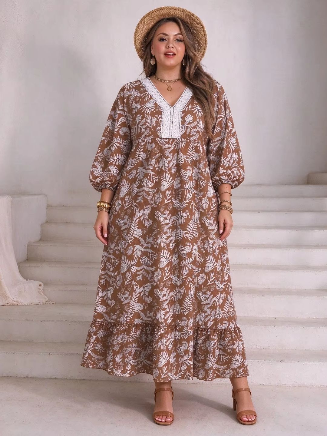 Plus Size Damen Maxikleid mit  – Boho Summer Beach Maxi Dress Bewertung und Preis
