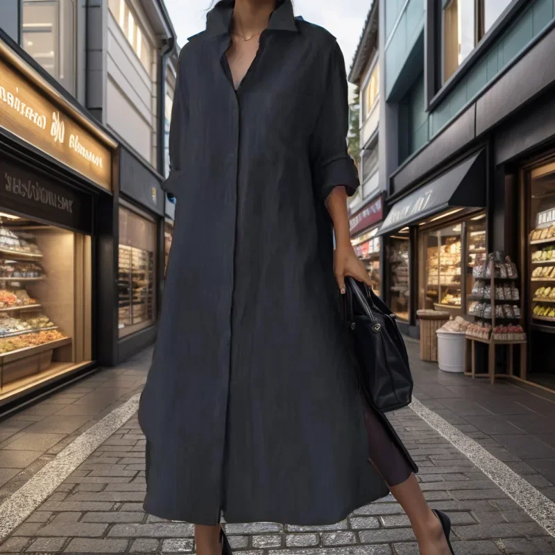 Elegantes Damenkleid mit Umleg – Casual Loose Linen Shirt Dress Bewertung und Preis