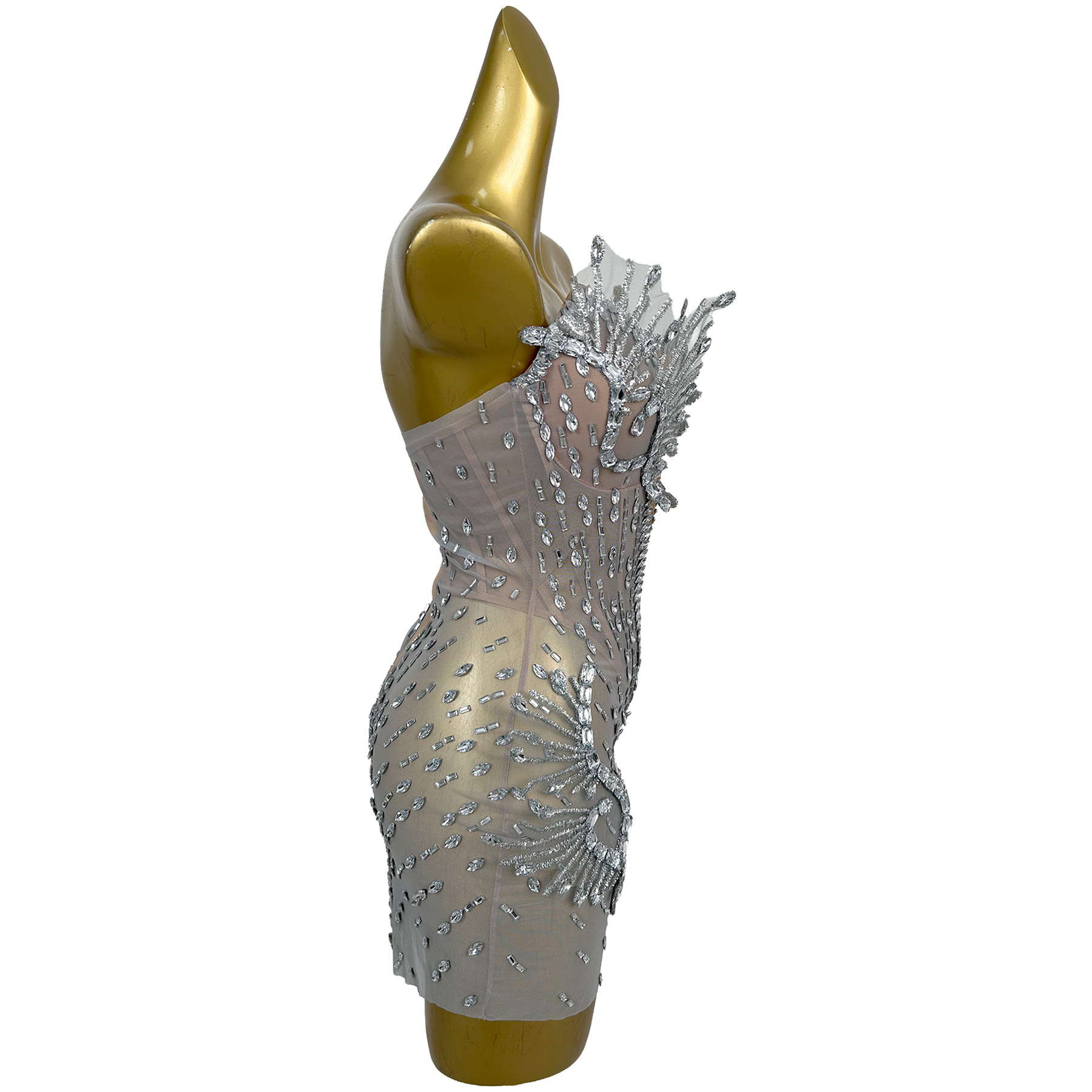 Trägerloses Funkelndes Silbern – Sparkly Rhinestone Club Party Dress Bewertung und Preis
